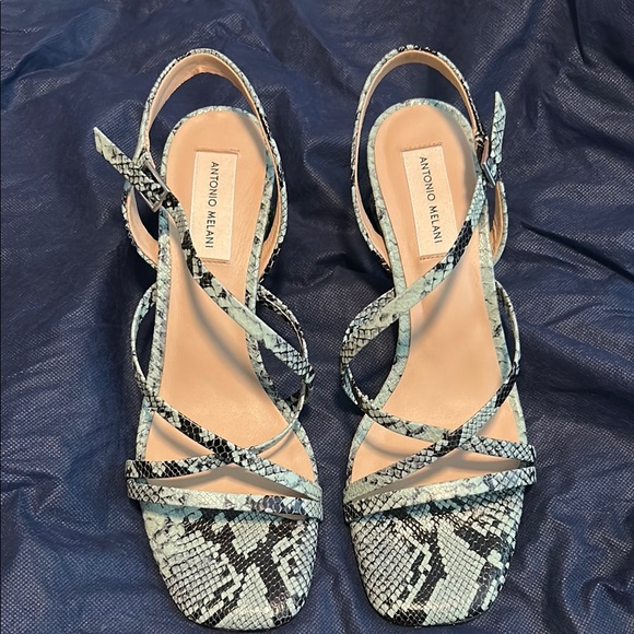 Antonio Melani Blue Flat Sandals with Ankle Strap - Picture 2 of 4